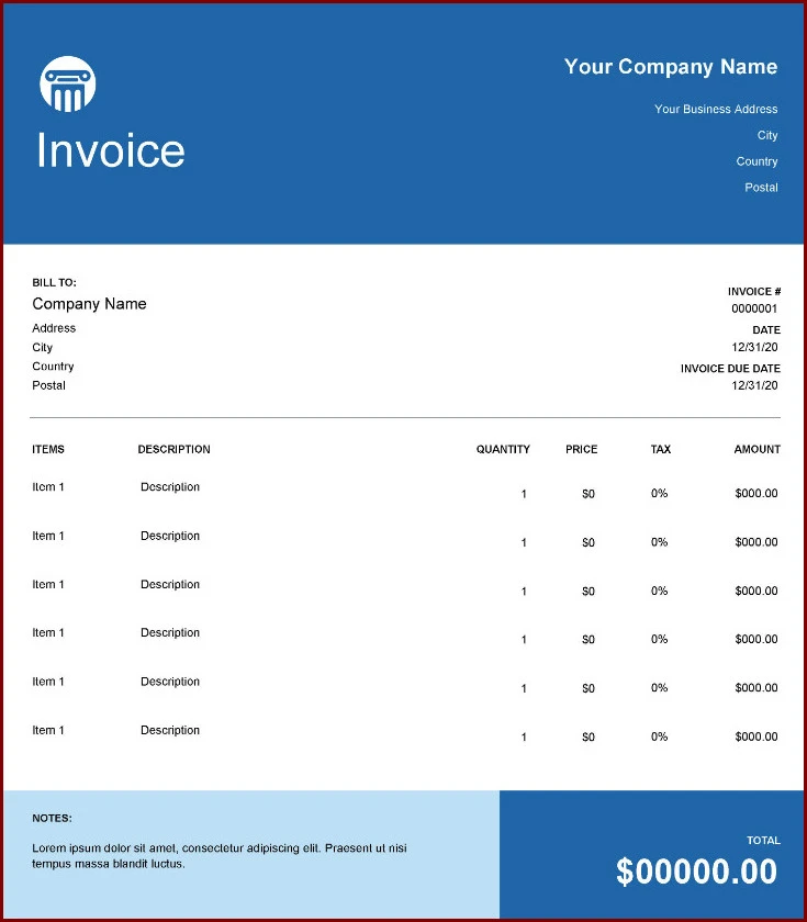 Example of Law Firm Invoice Template