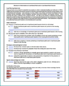 Example of Lead Based Paint Disclosure Form