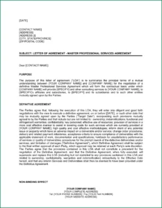 Example of Letter of Agreement Template