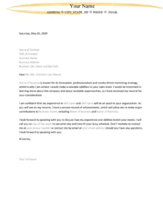 Example of Letter of Interest for a Job Template