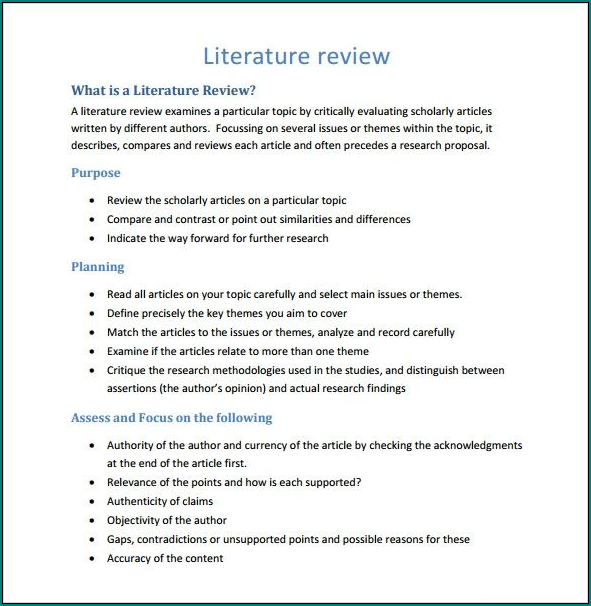 Example of Literature Review Layout