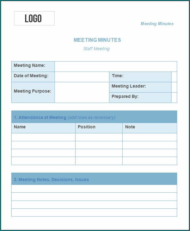 Example of Meeting Minutes Template