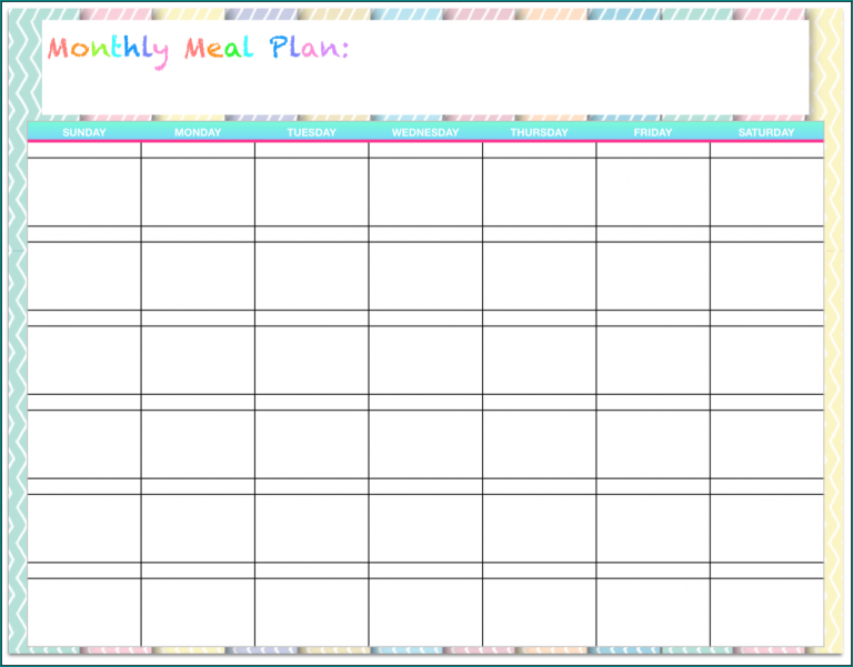 free printable monthly meal planner template bogiolo