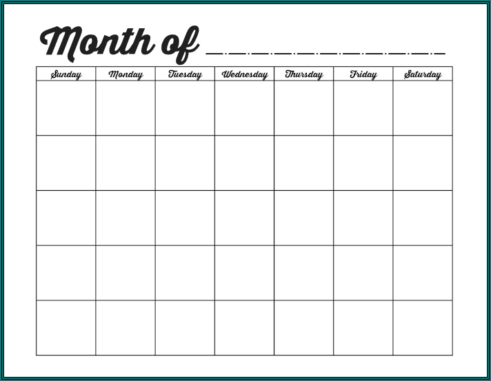 Example of Monthly Schedule Template