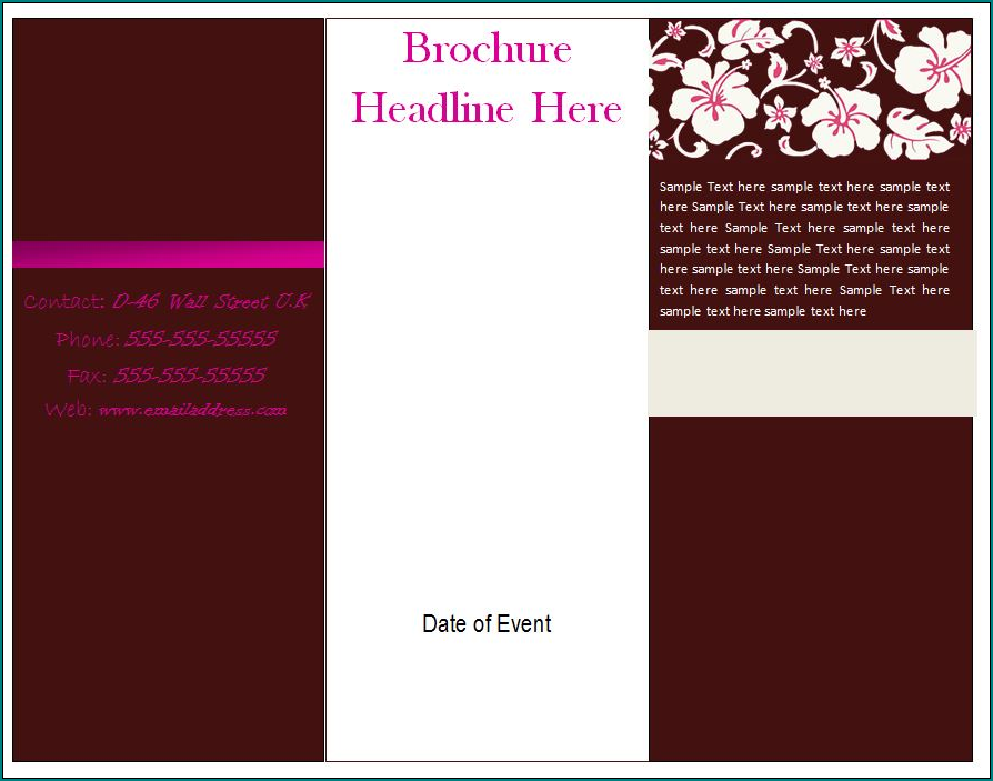 Example of Pamphlet Template Word