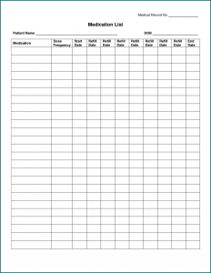 Example of Personal Medical Health Record Sheet Template