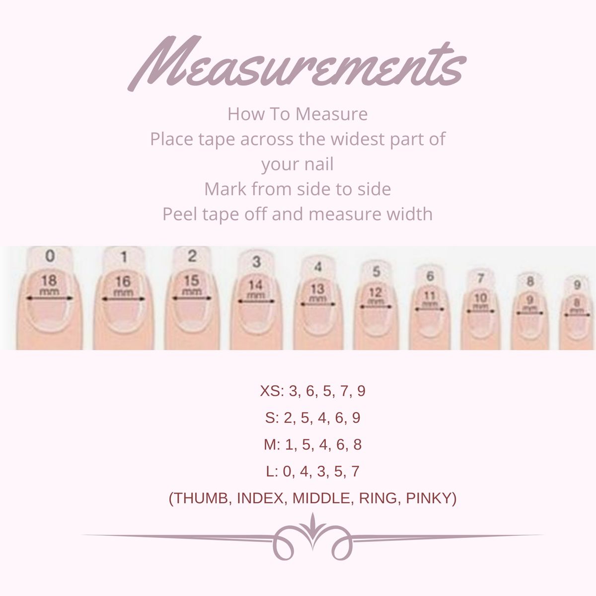 Example of Press On Nail Sizing Chart Template