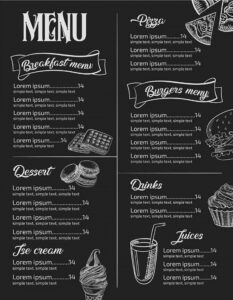 Example of Printable Restaurant Menu Template