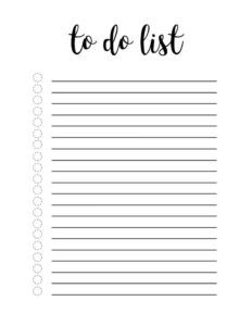 Example of Printable Sunday To Do List Template