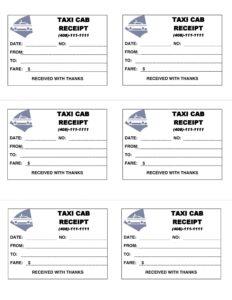 Example of Printable Taxi Receipt Template