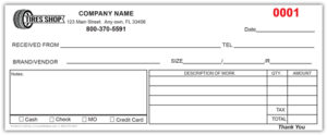 Example of Printable Tire Receipt Template