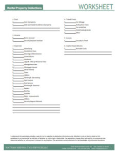 Example of Rental Property Deductions Checklist Template