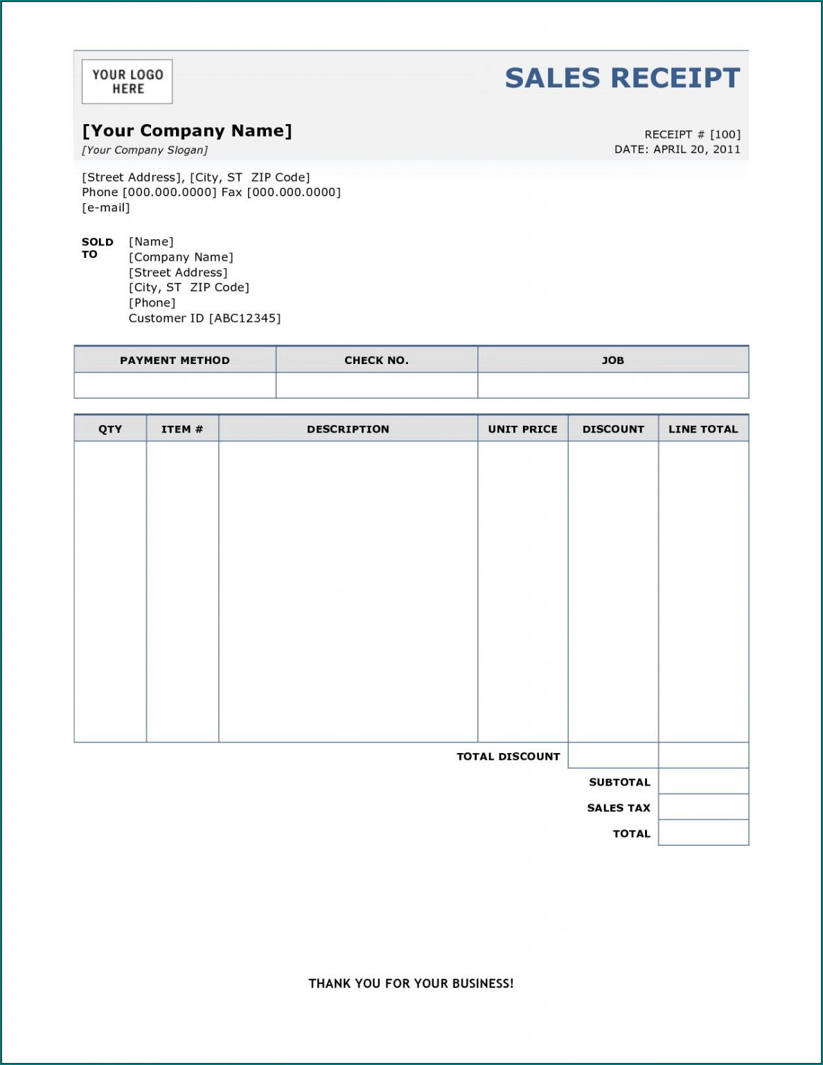 》Free Printable Simple Receipt Template