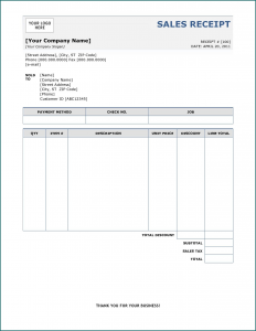 Example of Simple Receipt Template