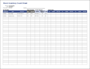 Example of Stock Count Sheet Template