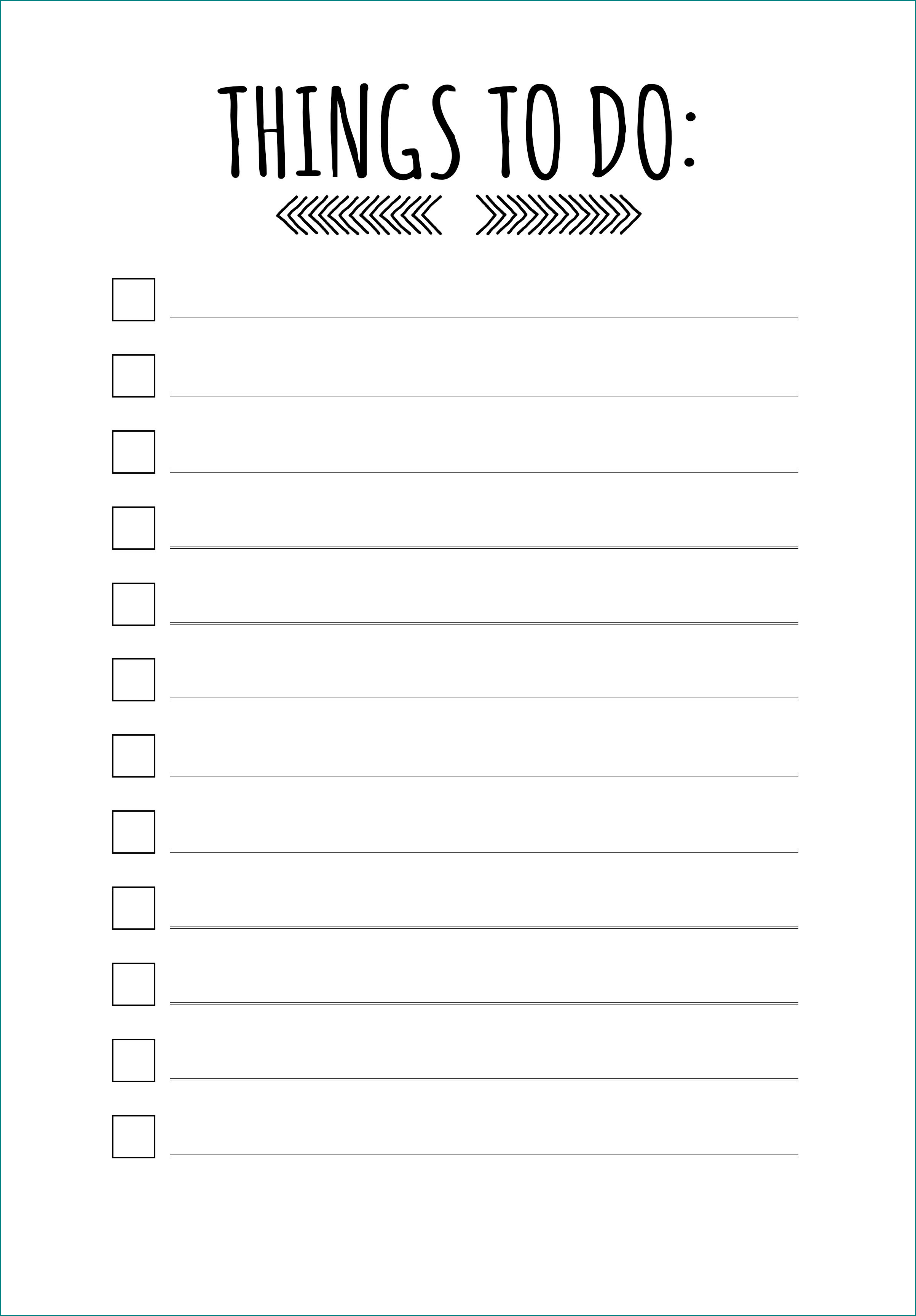 Example of Things To Do Template