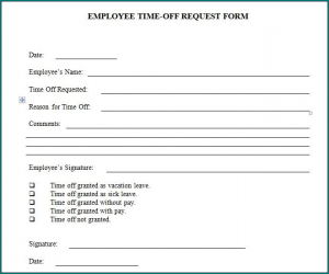 Example of Time Off Request Form