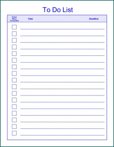 Example of To Do List Template Word