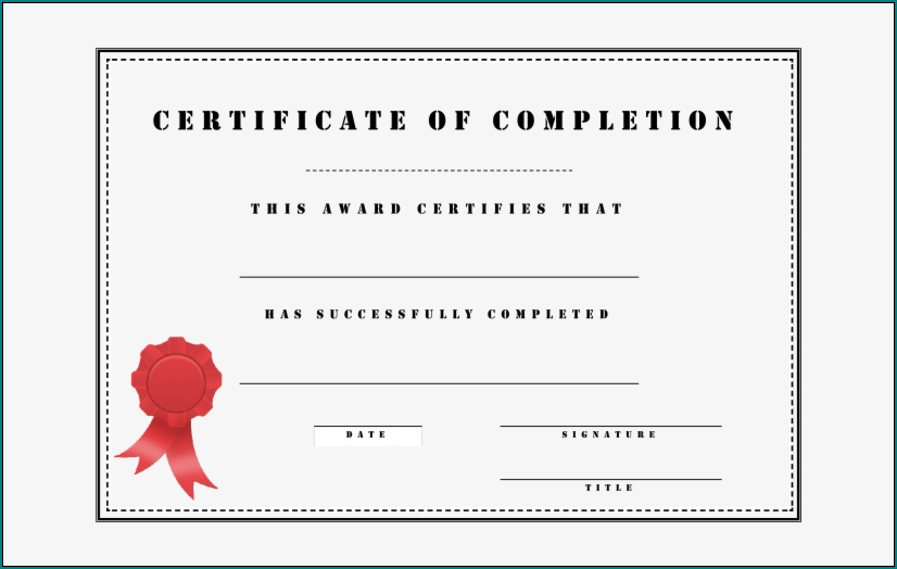 Example of Training Completion Certificate Template