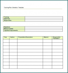 Example of Training Schedule Template