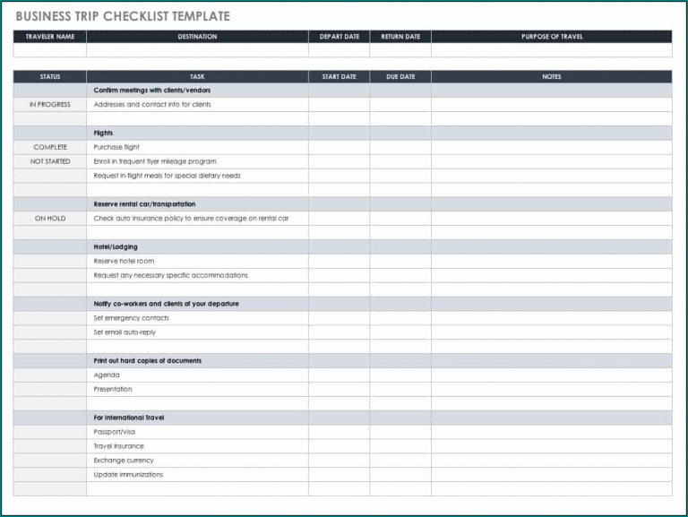 》Free Printable Excel Checklist Template