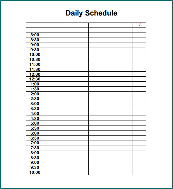 Excel Daily Schedule Template Example