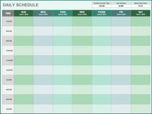 Excel Daily Schedule Template Sample