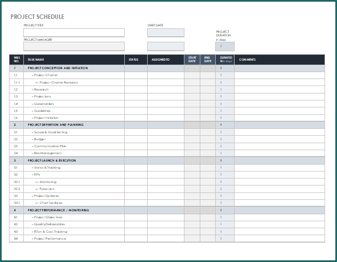 Excel Project Schedule Template