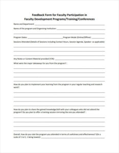 Faculty Participation Training Feedback Form