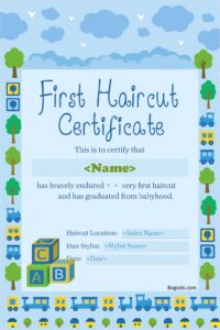 Printable First Haircut Certificate Template