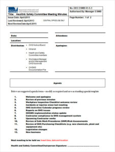 Health And Safety Committee Meeting Template Word