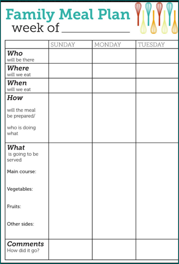 Healthy Weekly Meal Plan Template Example