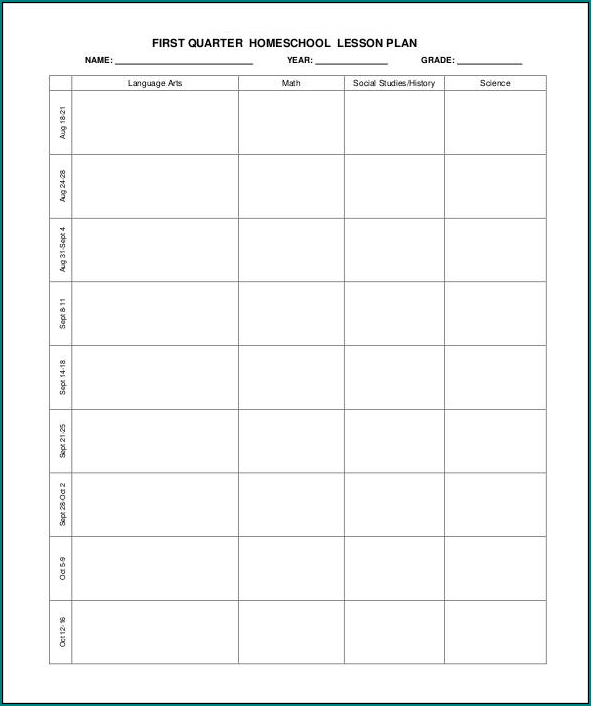 Homeschooling Schedule Template Sample