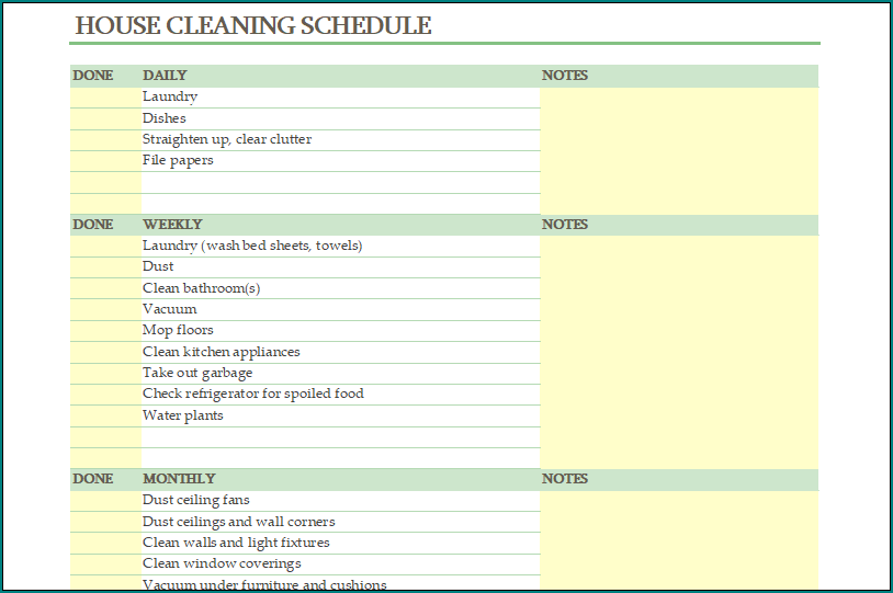 Weekly House Cleaning Schedule Template from www.bogiolo.com