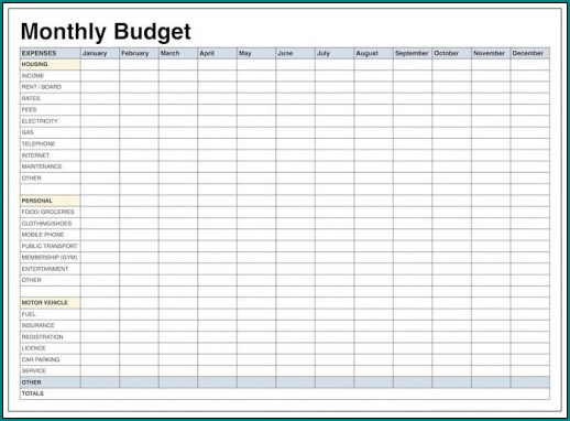 Household Budget Worksheet Example