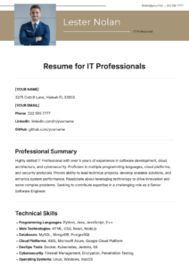 IT resume template free download