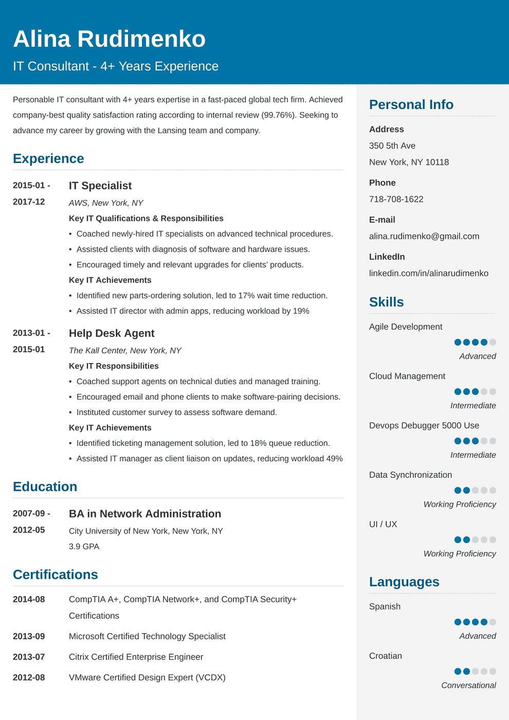 IT resume template reddit