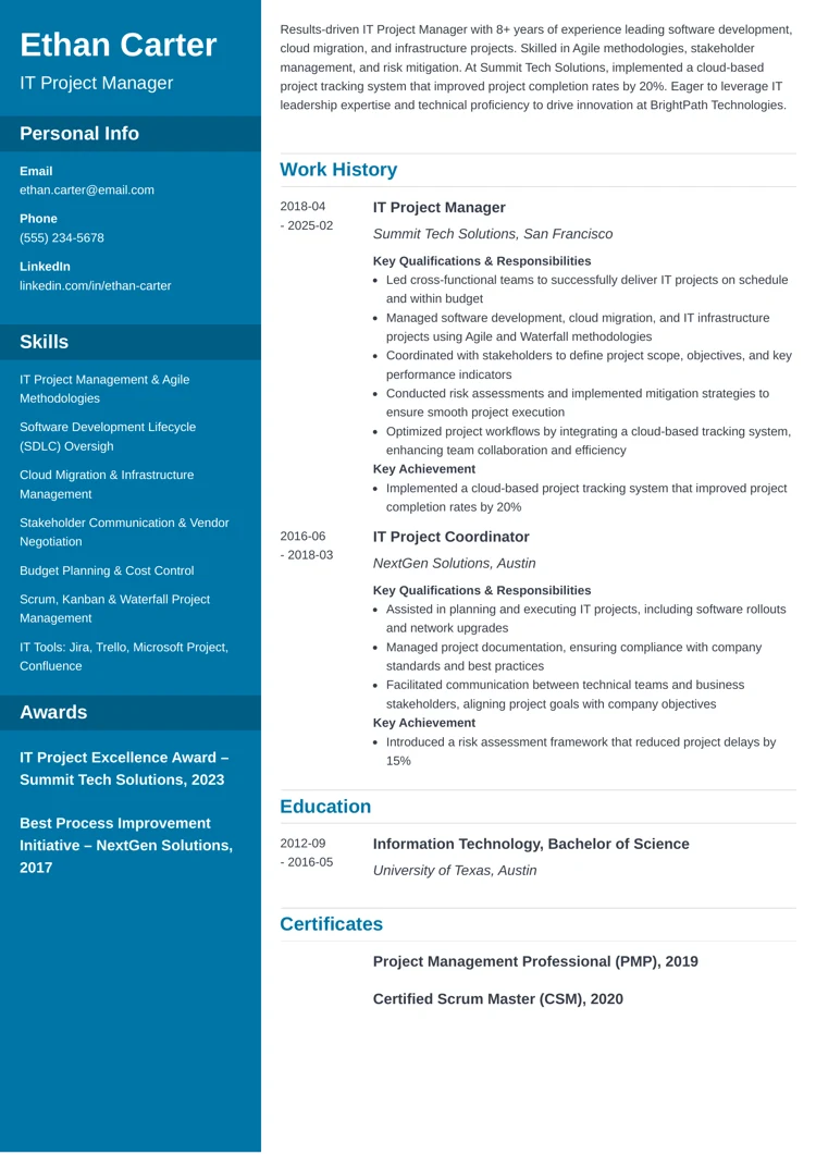 IT resume template word