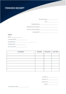 Itemized Receipt Template Sample