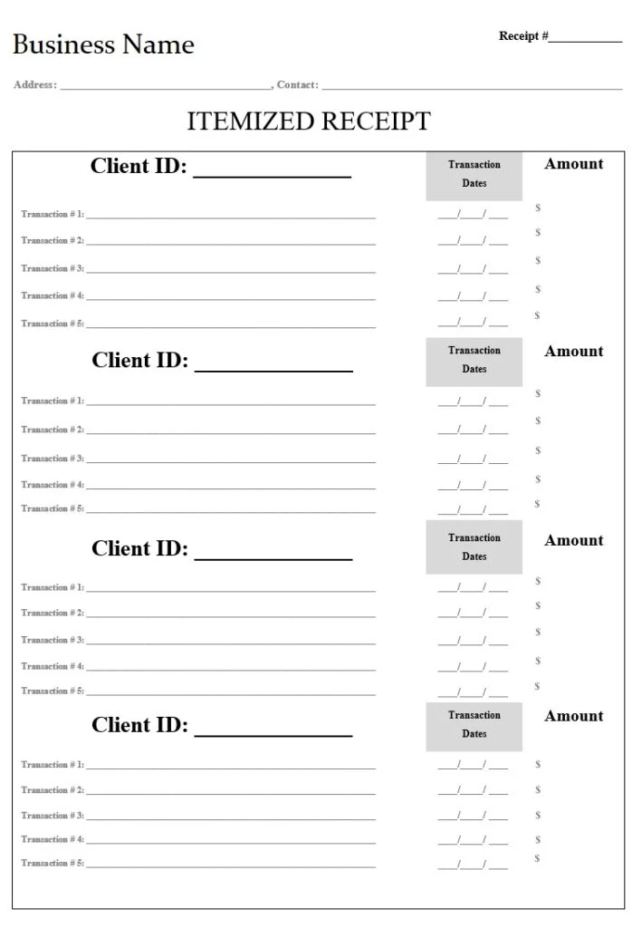 Itemized Receipt Template Itemized Receipt Template