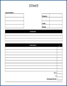 Job Estimate Template Sample
