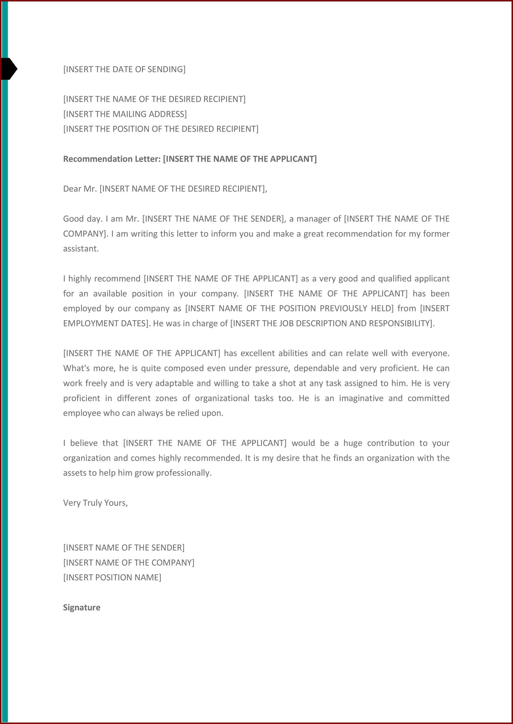 Job Reference Letter Template