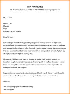 Job Resignation Letter Template