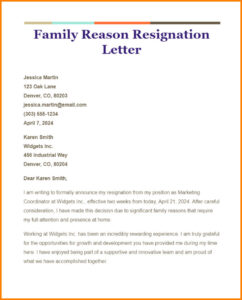 Job Resignation Letter Template Example