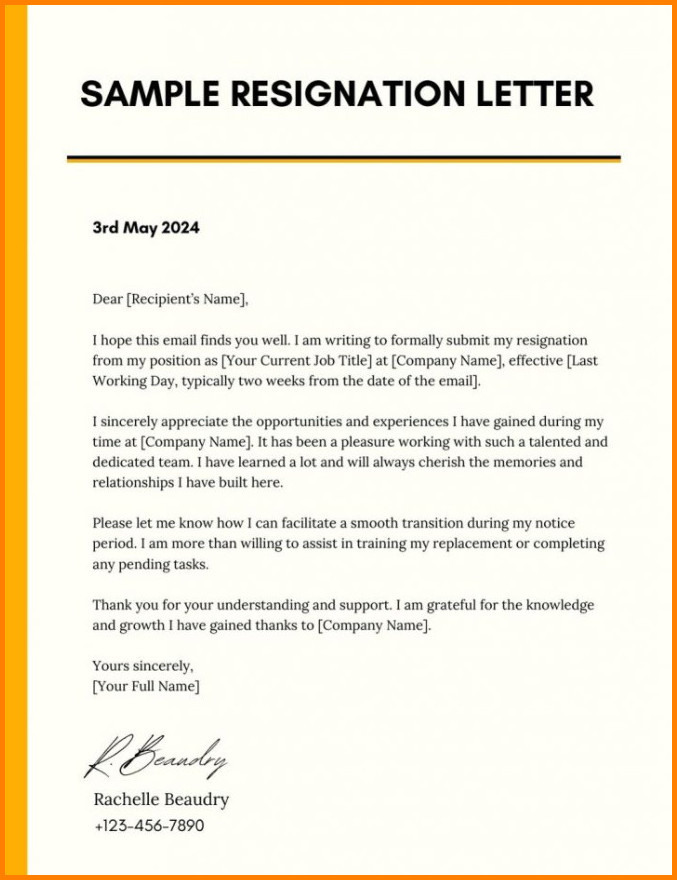 Job Resignation Letter Template Sample Job Resignation Letter Template Sample