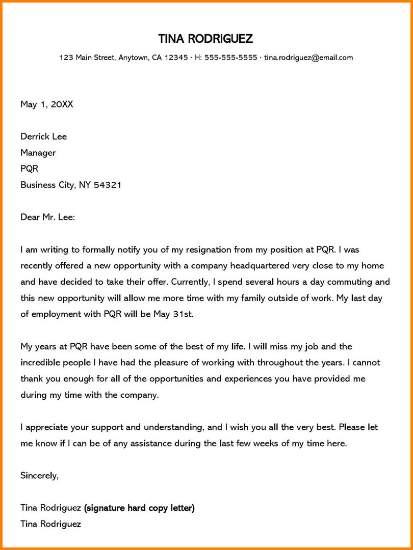 Job Resignation Letter Template Job Resignation Letter Template