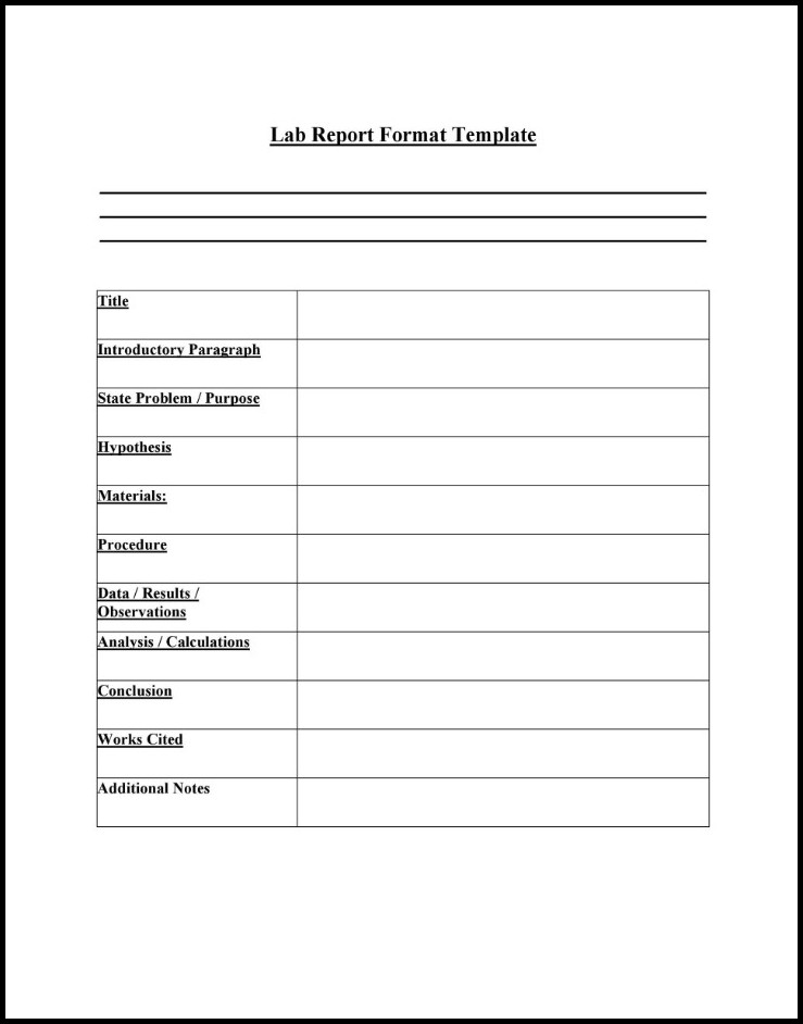 Lab Report Template Example