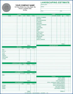 Landscape Estimate Template Example