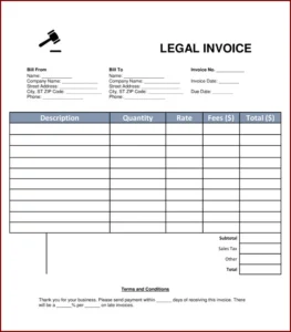 Law Firm Invoice Template Sample