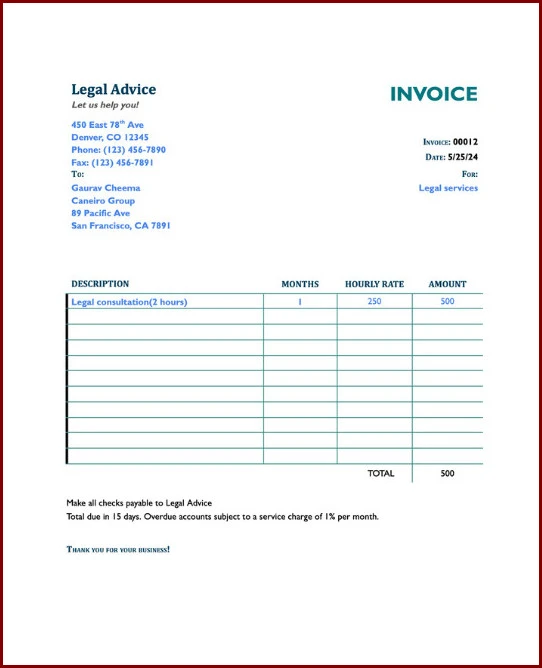 Law Firm Invoice Template